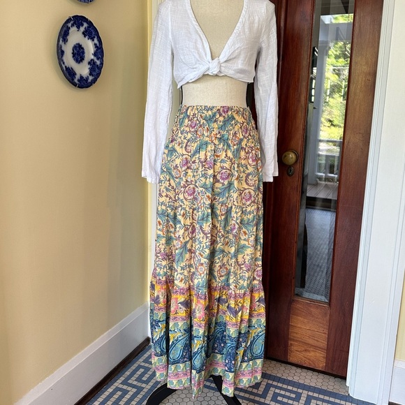 Flowy High-Waisted Floral Boho Maxi Skirt, Size S - Picture 2 of 9